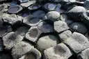 Close-up of the flat, six-sided stone tops at the Giant's Causeway