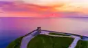 O'Brien's Tower on the Cliffs of Moher at sunset, seen from above
