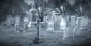 Old stone crosses and gravestones in a quiet graveyard