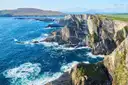 Sea cliffs on the Kerry coast with the Atlantic breaking below