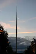 The Spire on O'Connell Street in Dublin, a thin steel needle against an evening sky